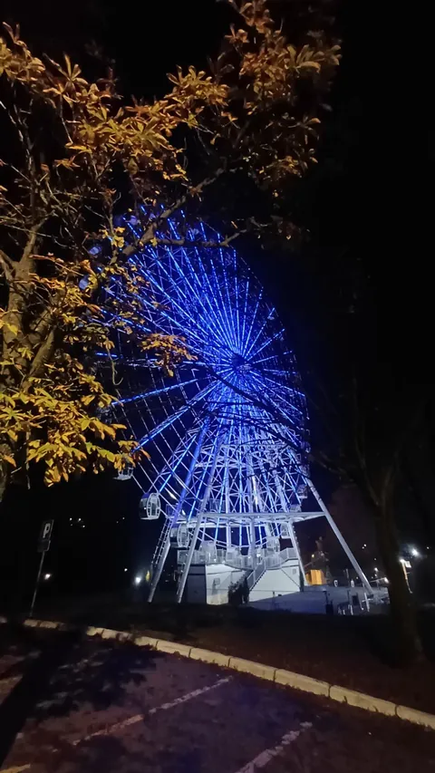 Osvetljeno panoramsko kolo Vrnjačke Banje noću